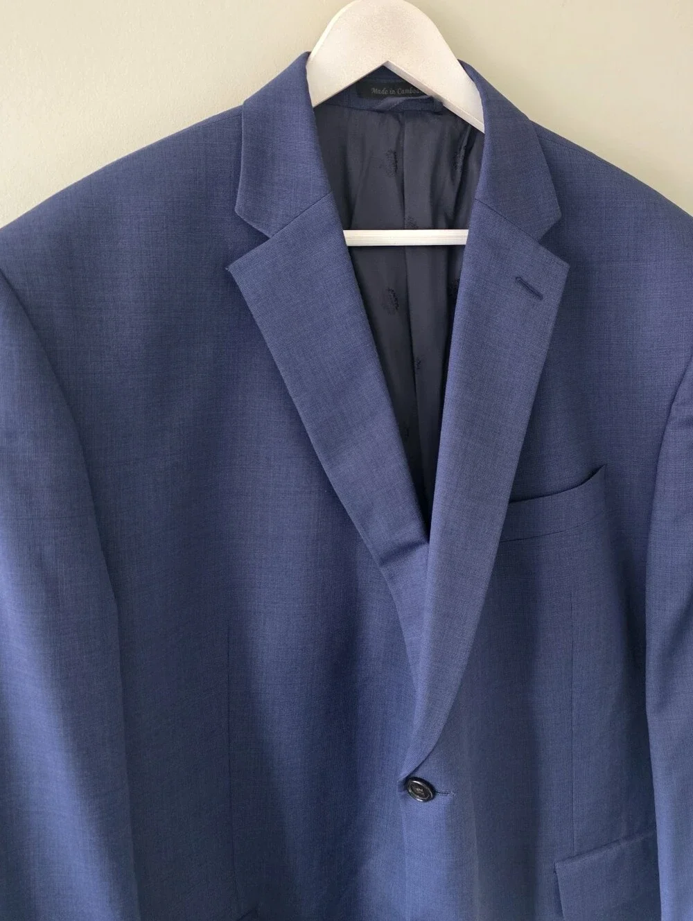 NWOT Lauren Ralph Lauren Navy Textured Weave Wool Blazer Size 48R Old Money Prep